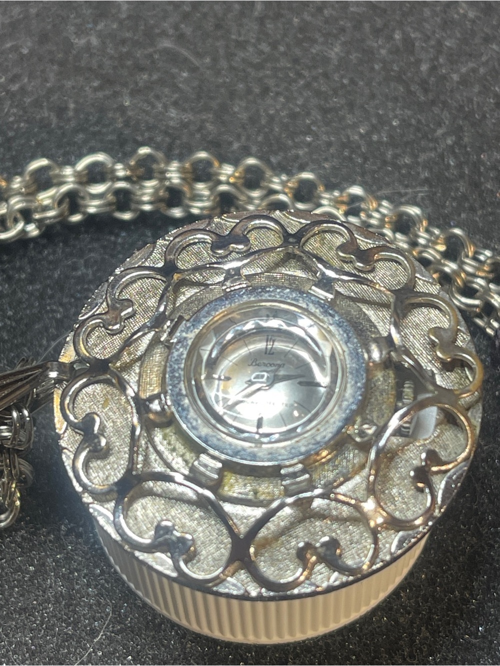 Silver-Tone Bercona Pendant Watch Necklace - Unbranded